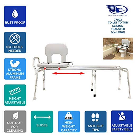 Eagle Health Supplies® Toilet-to-Tub Sliding Transfer Bench – Bisco Health