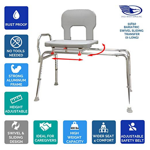 Eagle Health Supplies® Bariatric Swivel Sliding Transfer Bench – Bisco ...