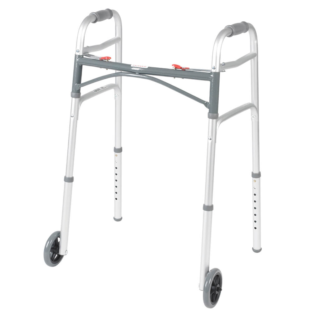 Folding 2-button Walker, 5″ Wheel-glides – Bisco Health